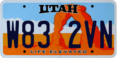 UT license plate W832VN