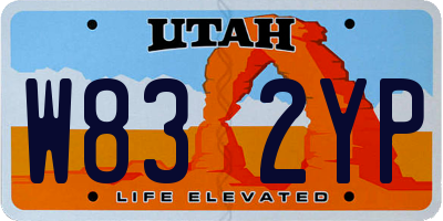 UT license plate W832YP