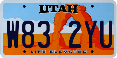 UT license plate W832YU