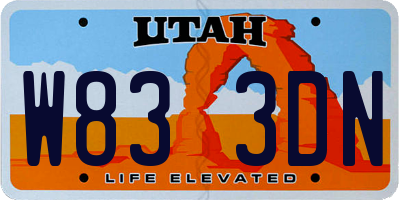 UT license plate W833DN