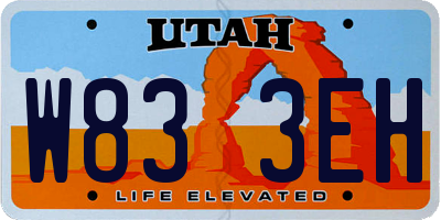 UT license plate W833EH
