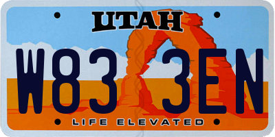 UT license plate W833EN