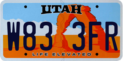 UT license plate W833FR