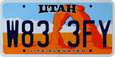 UT license plate W833FY