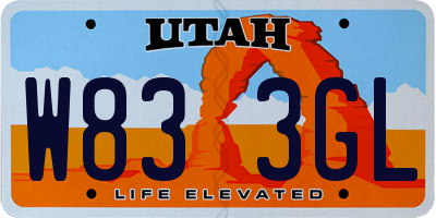 UT license plate W833GL