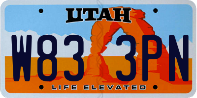 UT license plate W833PN