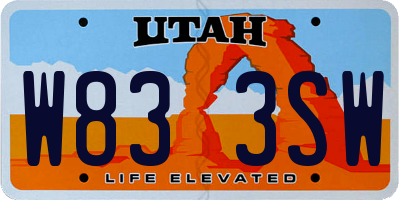 UT license plate W833SW