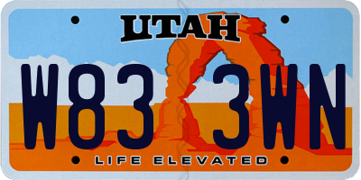 UT license plate W833WN
