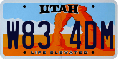 UT license plate W834DM