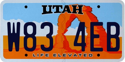 UT license plate W834EB