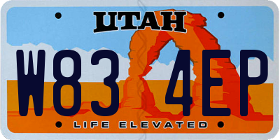 UT license plate W834EP