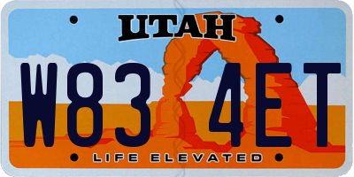 UT license plate W834ET