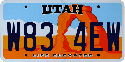 UT license plate W834EW