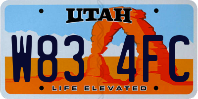UT license plate W834FC