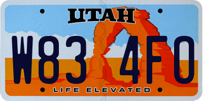 UT license plate W834FO