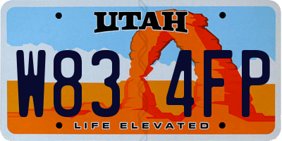 UT license plate W834FP