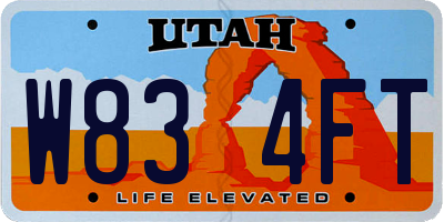 UT license plate W834FT