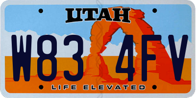 UT license plate W834FV