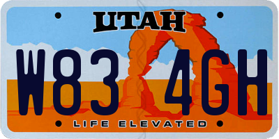UT license plate W834GH