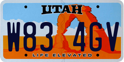 UT license plate W834GV