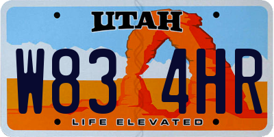 UT license plate W834HR
