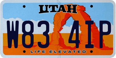 UT license plate W834IP