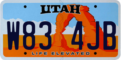 UT license plate W834JB