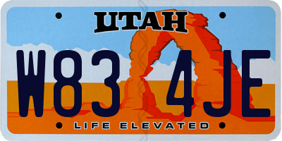 UT license plate W834JE