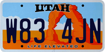 UT license plate W834JN