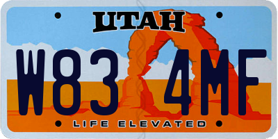 UT license plate W834MF