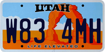 UT license plate W834MH