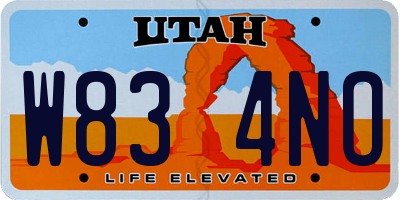 UT license plate W834NO