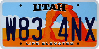UT license plate W834NX