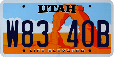 UT license plate W834OB