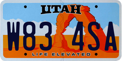 UT license plate W834SA