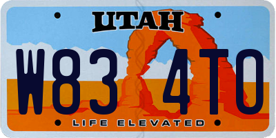 UT license plate W834TO
