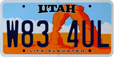 UT license plate W834UL
