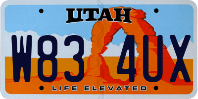 UT license plate W834UX