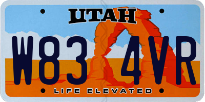 UT license plate W834VR