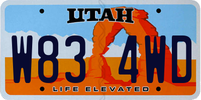 UT license plate W834WD