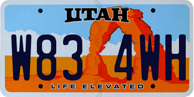 UT license plate W834WH