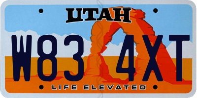 UT license plate W834XT