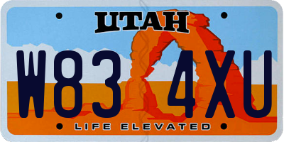 UT license plate W834XU