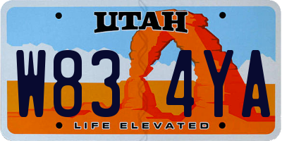 UT license plate W834YA