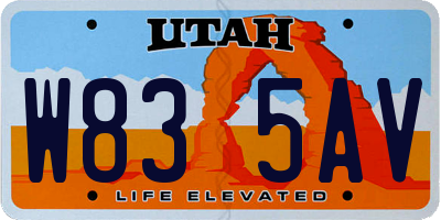 UT license plate W835AV