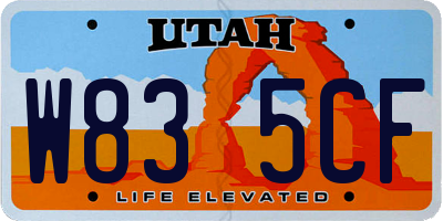UT license plate W835CF