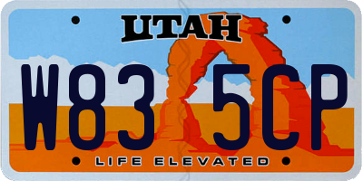 UT license plate W835CP