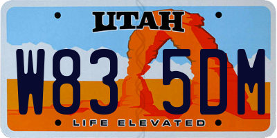 UT license plate W835DM