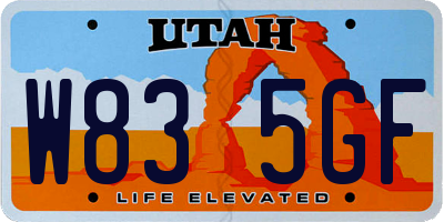 UT license plate W835GF