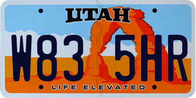 UT license plate W835HR